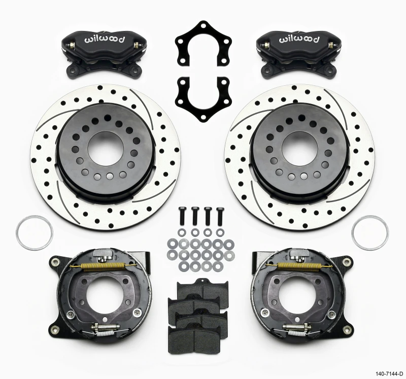 Wilwood Forged Dynalite P/S Parkbremse-Kit gebohrt Mopar/Dana 2,36 Zoll Off mit Snap-Ring-Lager