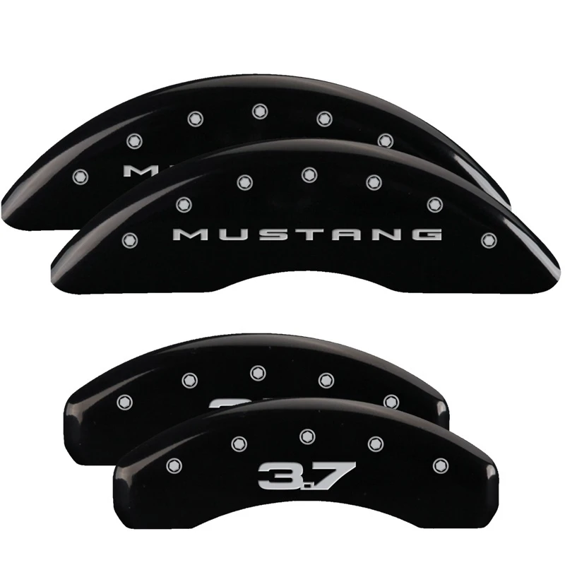 MGP 4 Bremse Caliper-Abdeckungen Graviert Vorne 2015/Mustang Graviert Hinten 2015/37 Schwarz-Finish Silber-Buchstaben