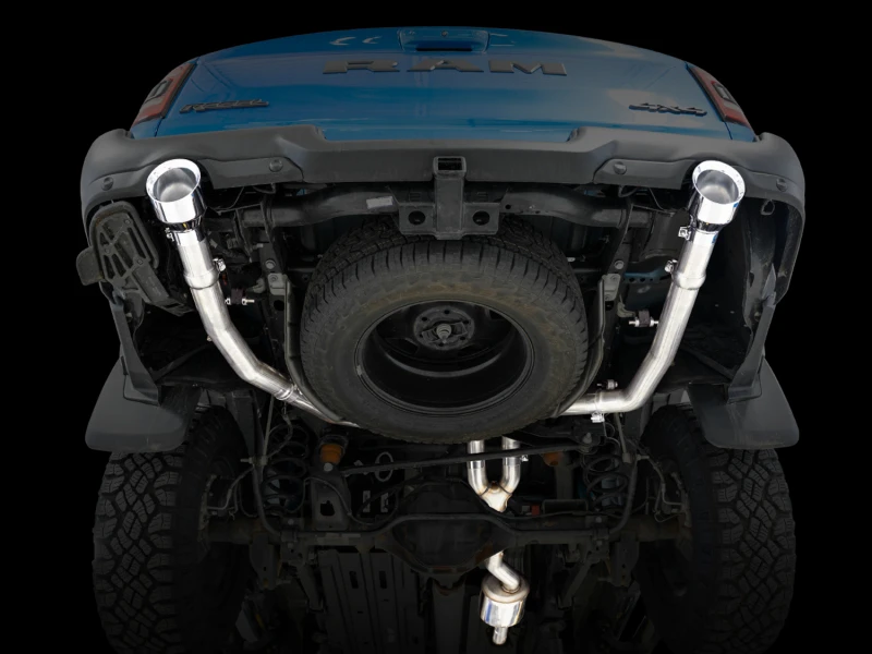 AWE Tuning 19-21 RAM 1500 5.7L (mit Ausschnitten) 0FG Dual Rear Exit Cat-Back Auspuff - Chromsilberne Spitzen