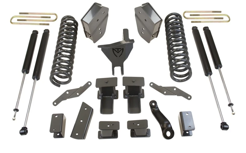 MaxTrac 17-19 Ford F-250/350 4WD 4in/1in MaxPro Coil Lift Kit mit Radiusarm-Halterungen & MaxTrac Stoßdämpfern
