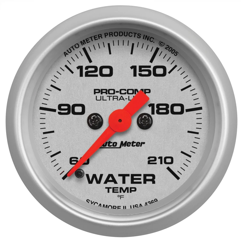 Autometer Ultra-Lite 52mm 60-210 Deg F Electronic Water Temp Gauge