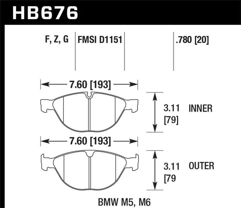 Hawk 06-10 BMW M5/M6 DC60 Vordere Bremse-Pads