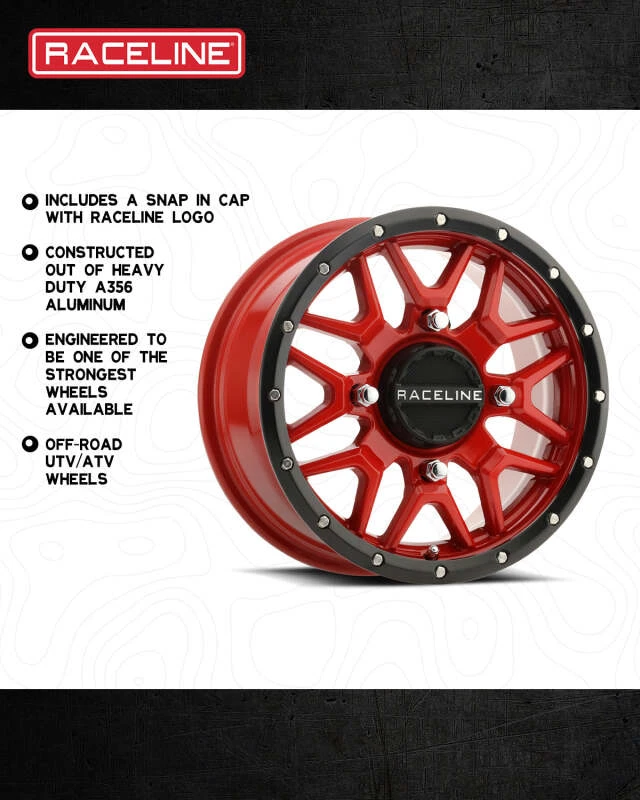 Raceline A94R Krank 14x7in / 4x110 BP / 10mm Offset / 83.8mm Bore - Red & Black Lip Wheel