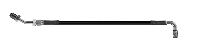 Goodridge 84 Zoll Universelle Kupplungsleitung mit SS-Fittings und schwarzen Schlauch - 90Grad Banjo mit AN3-Fitting