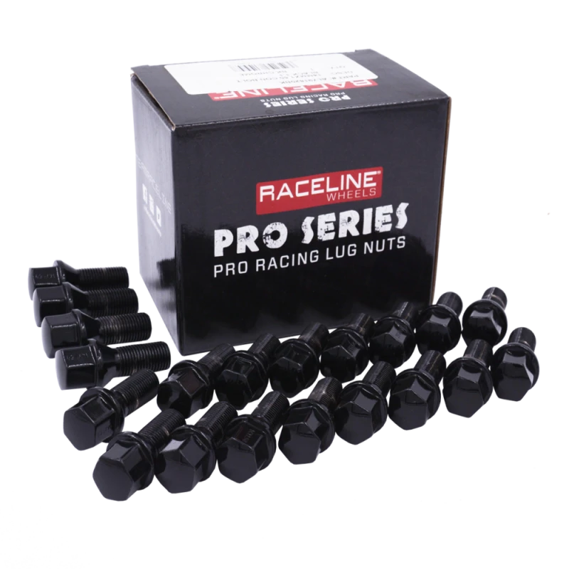 Raceline 16x1.5 21mm Conical Seat Black Lug Bolts (Set of 20)