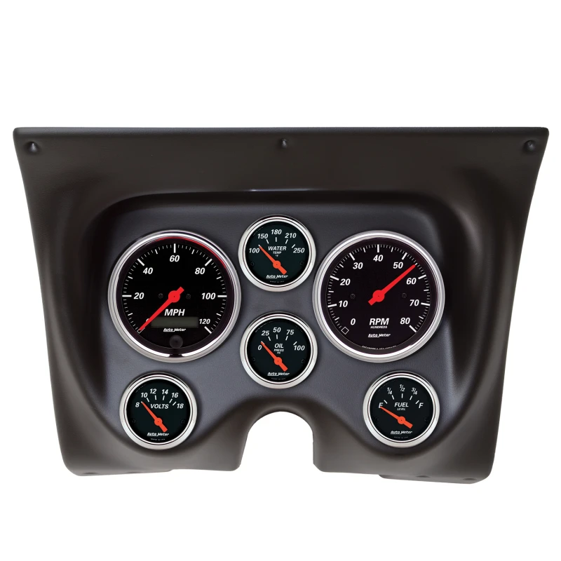 Autometer Designer Black 67-68 Camaro/Firebird Instrumententafel-Kit 6-teilig Tach / MPH / Kraftstoff / Öl / WTMP / Volt