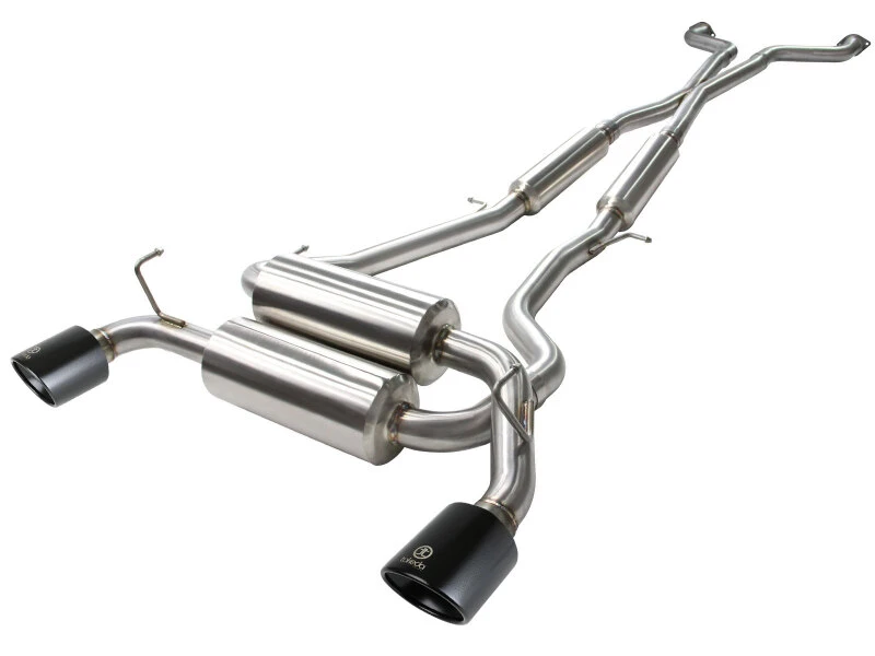 aFe Takeda 2-1/2 Zoll 304 SS Kat-Back Abgasanlage Infiniti G37 08-13/Q60 14-15 V6-3.7 mit schwarzen Endrohren
