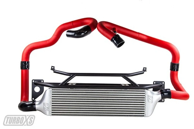 Turbo XS FMIC - Rote Rohre mit Wrinkle-Finish für 2015-2017 Subaru STi