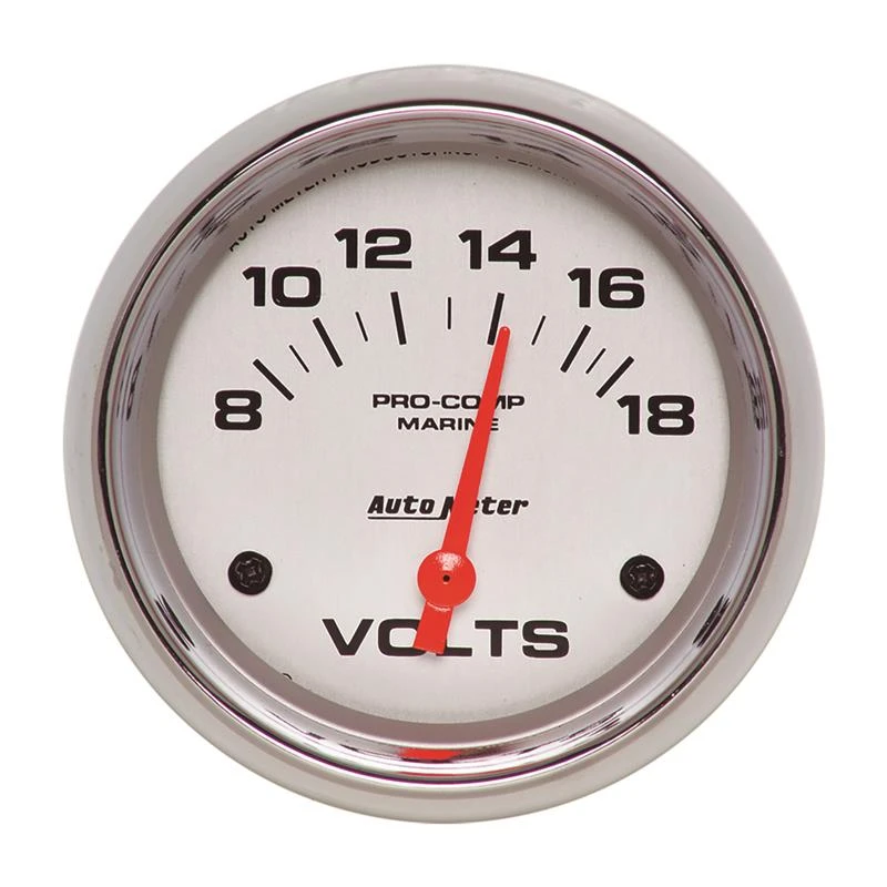AutoMeter-Voltmeter 2-5/8 Zoll 18V Elektrisch Marine Chrom