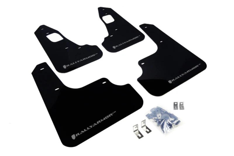 Rally Armor Schwarzes UR-Schlammschutz mit Silber-Logo für 08-17 Mitsubishi EVO X