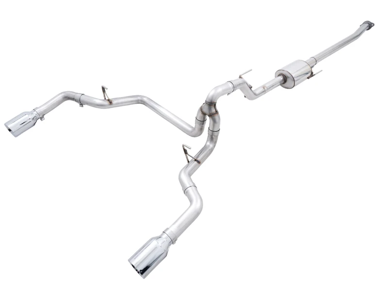 AWE 0FG 21+ Ford F150 Dual Split Rear Exhaust - 5in Chrome Silber Tips