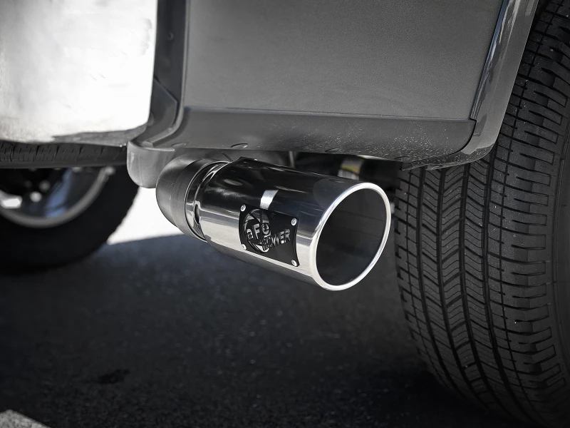 aFe Large Bore-HD 4 Zoll 409 Edelstahl DPF-Back Auspuff 18-19 Ford F-150 V6-3.0L (td) mit polierter Spitze