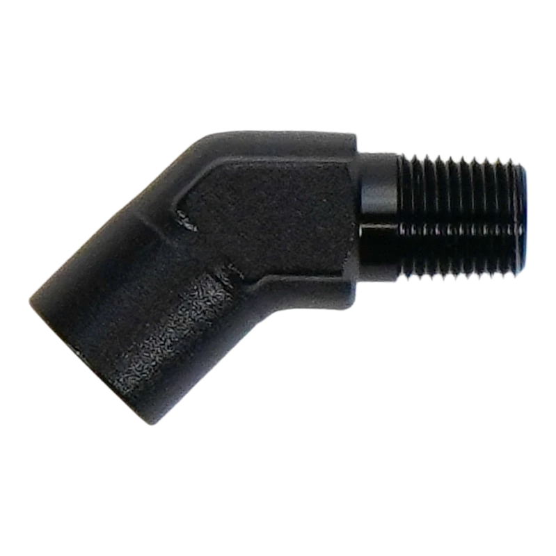 DeatschWerks 1/8in NPT Female zu 1/8in NPT Male 45-Grad Verschraubung