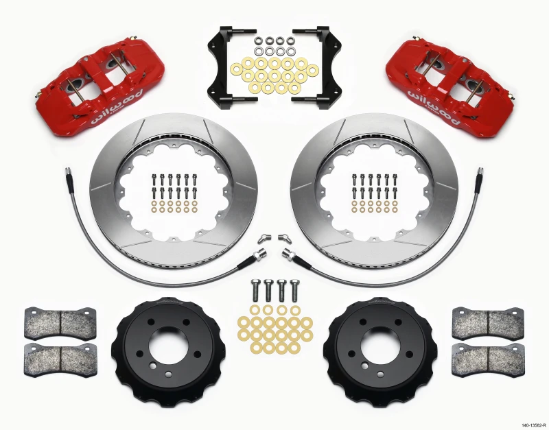 Wilwood AERO6 Front Hat Kit 14.00 Red 2007-2011 BMW E90 Series w/Lines