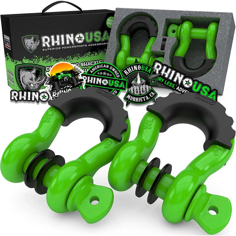 Rhino USA 3/4" D-Ring Shackle Set (2-Pack)(Grün)