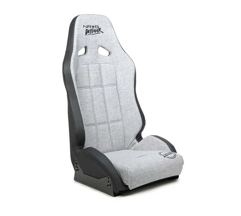 NRG Defender Wasserdichter Stahlrahmen-Suspensionsitz - Silber mit Schwarzem Trim/Defender Logo/Seitenhalter