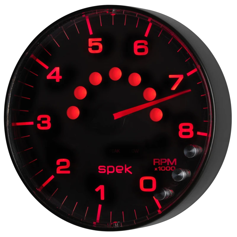 Autometer Spek-Pro Gauge Tachometer 5in 8K Rpm W/Shift Light & Peak Mem Black/Black