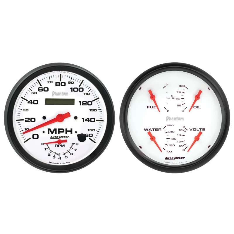 Autometer Phantom 2pc Gauge Kit Quad & Tach/Speedo 5in.