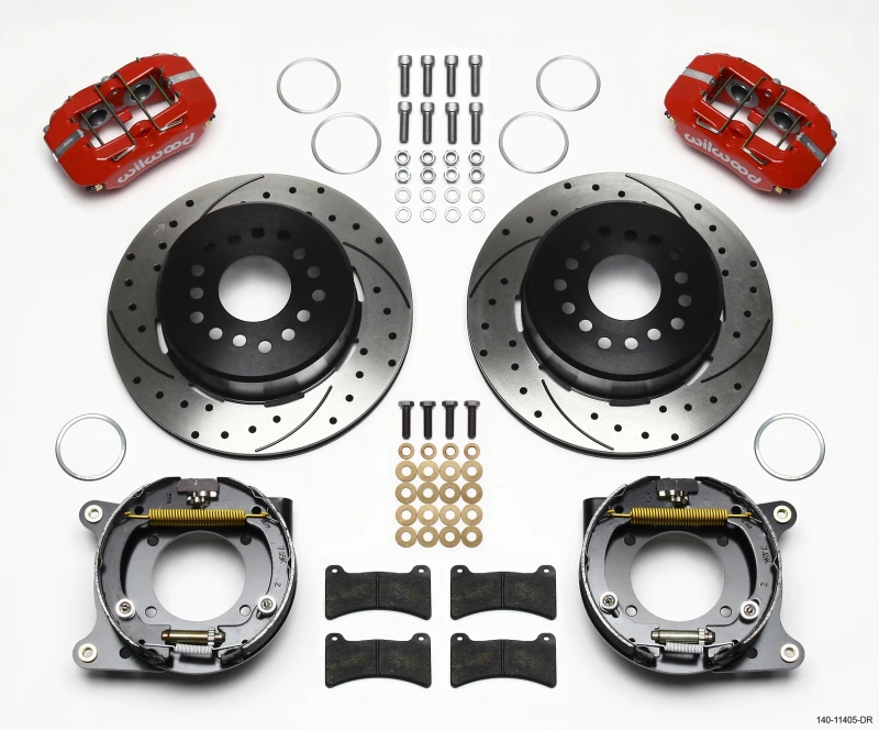Wilwood Dynapro Low-Profile 11,00-Zoll-P-Bremse-Kit-Bohr-rot 55-57 Chevy 2,34-Zoll-Versatz