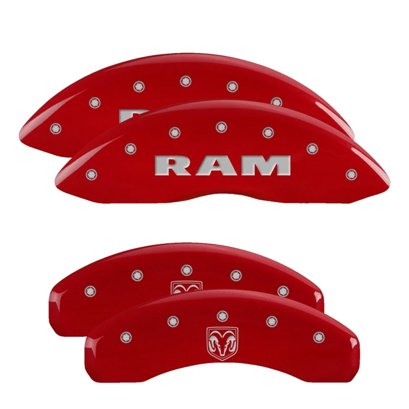 MGP 4 Bremssattel-Abdeckungen Gravur Vorne RAM Gravur Hinten RAMHEAD Rote Oberfläche silberne Zeichen