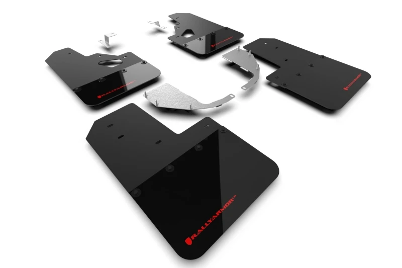 Rally Armor 21-24 Ford Bronco (Stahl-Stossfänger + RR - kein Raptor/Sport) Schwarze Schmutzklappe mit rotem Logo