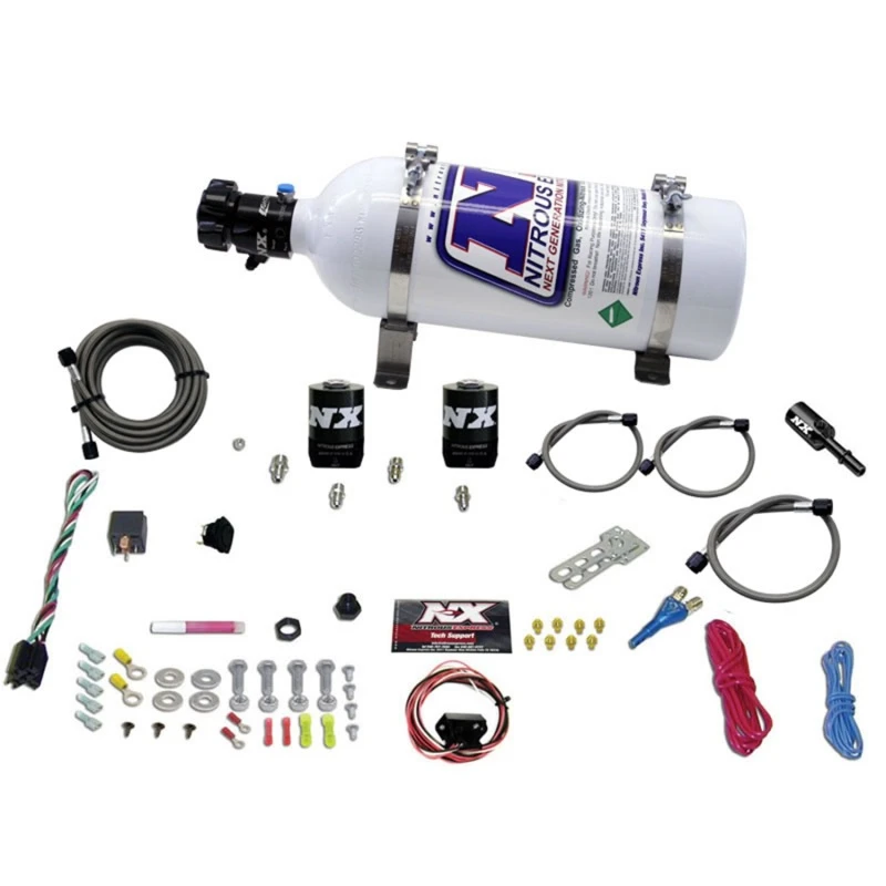 Nitrous Express 11-15 Ford Mustang GT 5.0L Coyote Einzel-Düsen-Nitrous-Kit (35-150PS) mit 5lb-Flasche