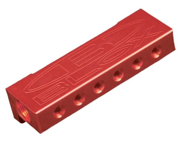 BLOX Racing Billet 6-Port Vacuum Manifold Kit - Red