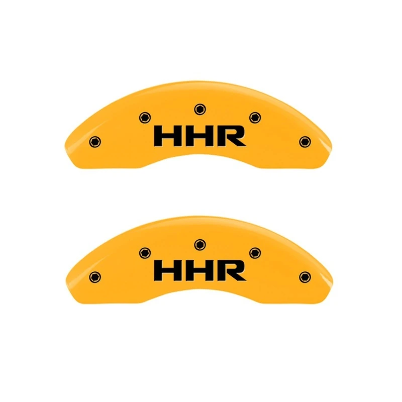 MGP 2 Bremse Caliper Abdeckungen Graviert Vorne & Hinten HHR Gelb Finish Schwarze Char 2010 Chevy HHR