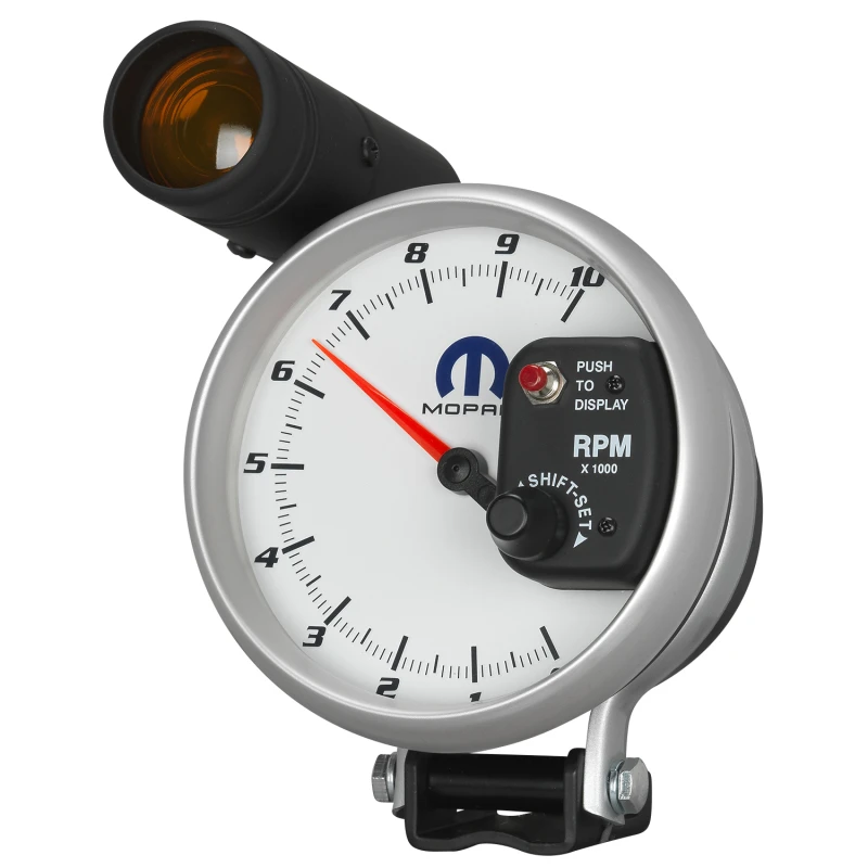 Autometer Mopar 5 Zoll / 10.000 U/min / Sockelmontage Weißer Drehzahlmesser mit Schaltpunktanzeige