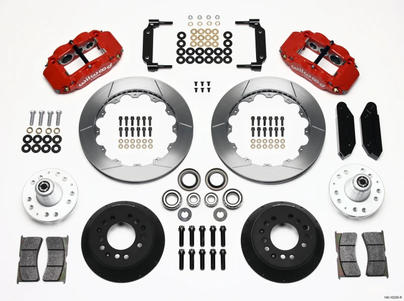 Wilwood Narrow Superlite 6R Vorderrad-Kit 12,88 Zoll Rot 1970-1973 Mustang Disc Spindel