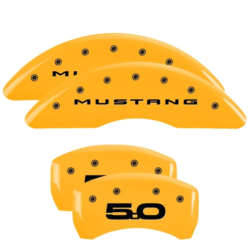 MGP 4 Bremse Caliper Abdeckungen Graviert Vorne 2015/Mustang Graviert Hinten 2015/50 Gelb Finish Schwarz ch