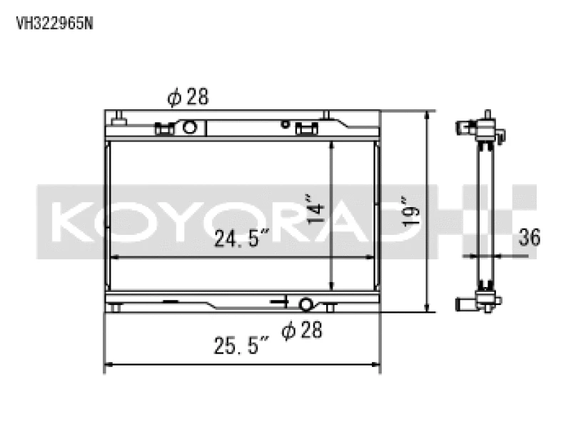 Koyo 36mm Hyper Core + NFLO Triple Pass Kühler für 2014–2019 Ford Fiesta ST