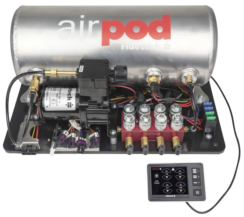 Ridetech RidePro E5 Luftfederung-Steuerungssystem 3 Gal Einzelkompressor AirPod 1/4in Ventile