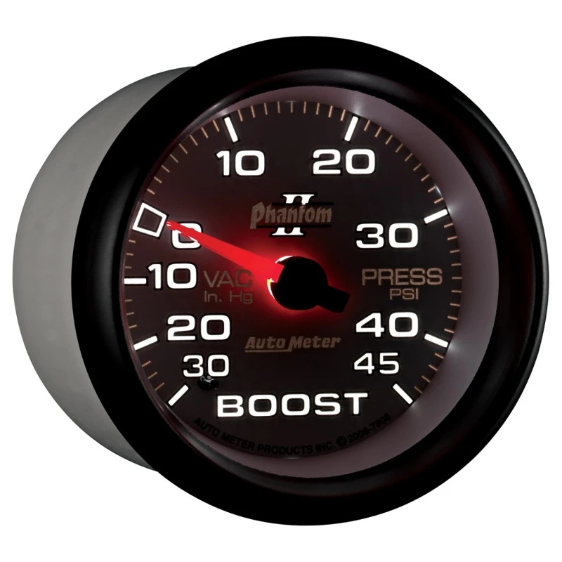 Autometer Phantom II 2-5/8 Zoll 30INHG-45PSI Phantom Mechanischer Boost/Vakuum-Messer