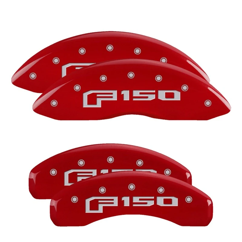 MGP 4 Bremssattel-Abdeckungen Graviert Vorne & Hinten 2015 Ford F-150 Rot Finish Silberne Zeichen