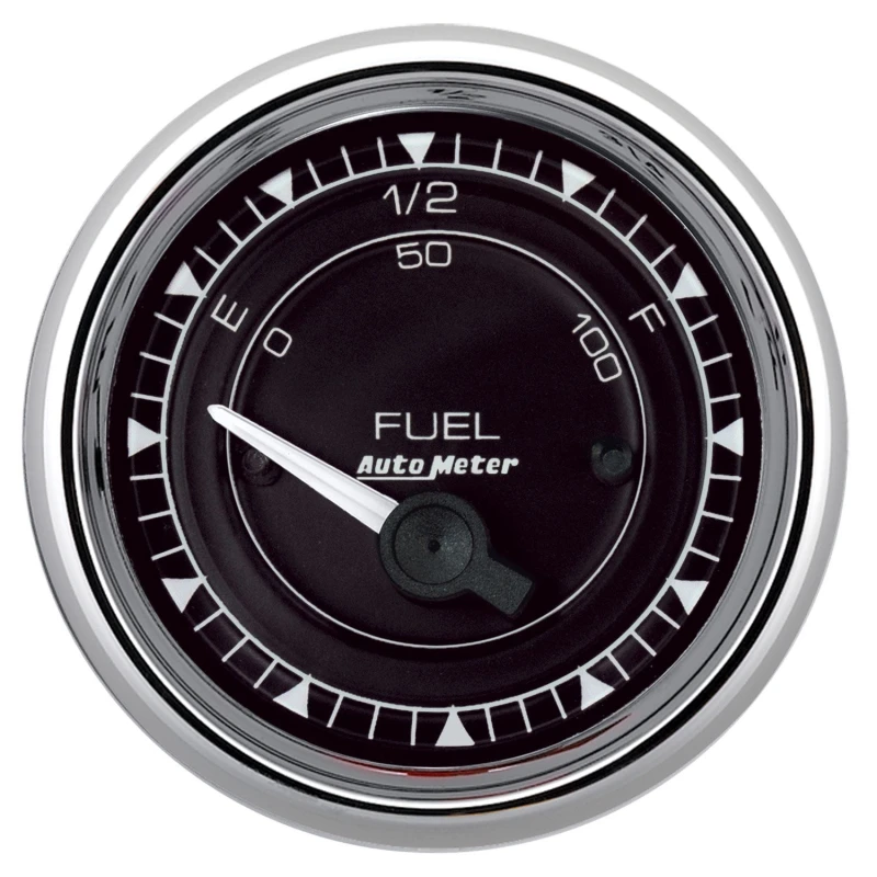 AutoMeter Chrono 2-1/16in 0E 240E-33F Ohm Electric Fuel Level Gauge - Chrome