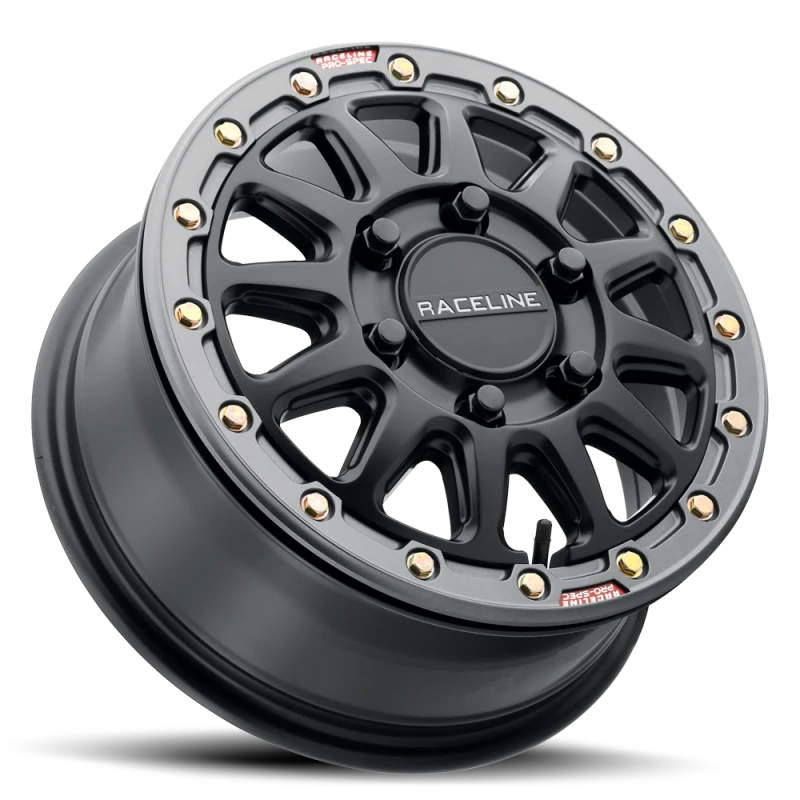 Raceline A14BG Alpha 15x6.5in/6x139.7 BP/74mm Offset/78.1mm Bore - Blk & Gunmetal Ring Beadlock Whl