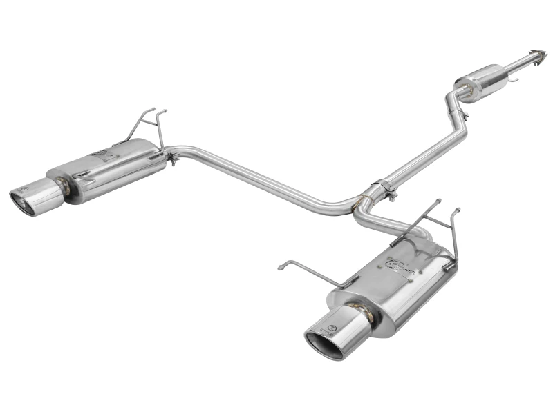 aFe Takeda Auspuff 2,25 Zoll auf 2 Zoll Durchmesser 304 Edelstahl Cat-Back mit polierten Endrohren 08-12 Honda Accord Coupe V6 3,5L
