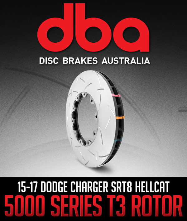 Verbessern Sie Ihre Bremsleistung mit DBA 5000 Series T3 Rotoren für Dodge Challenger/Charger SRT8 Hellcat