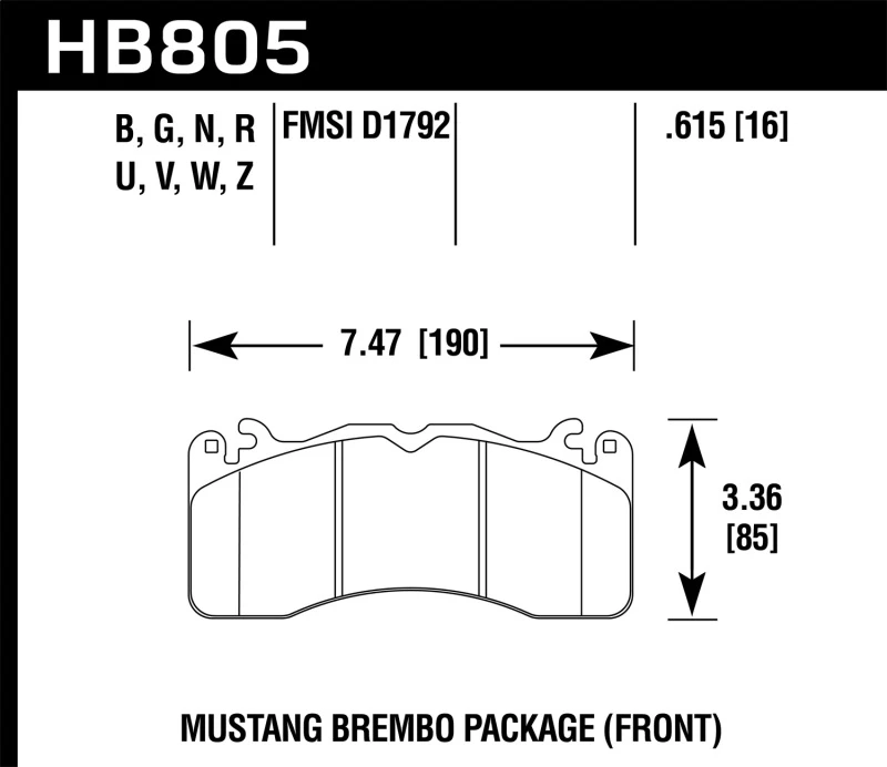 hawk-performance_HB805D.615-6793421742971 Hawk 15-17 Ford Mustang Brembo-Paket HPS 5.0 Vordere Bremsebeläge