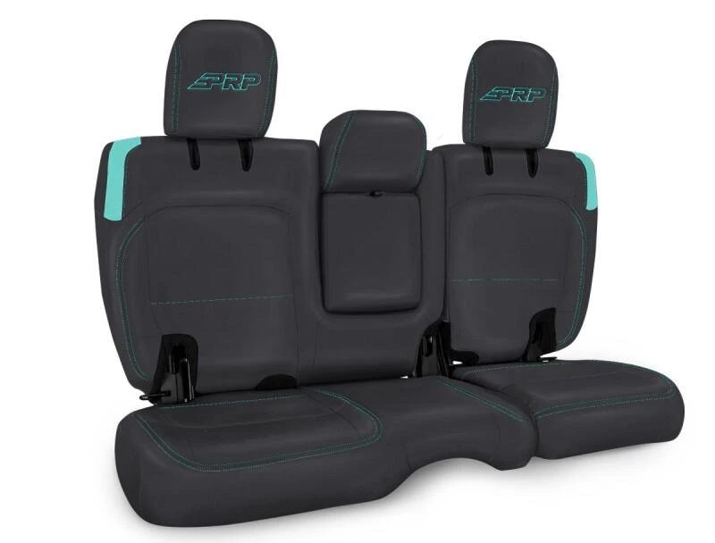 PRP Jeep Wrangler JL Rear Bench CoversU - 4 door with Armrest - Black/Teal