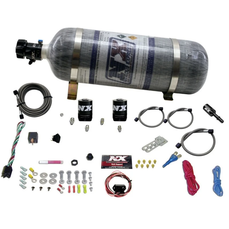 Nitrous Express 11-15 Ford Mustang GT 5.0L Coyote Einzel-Düsen-Nitrous-Kit (35-150PS) mit Komposit-Flasche