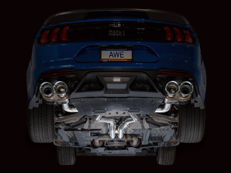 AWE Tuning 21-23 Ford Mustang Mach 1 SwitchPath Cat Back Exhaust w/ Quad Chrome Silver Tips