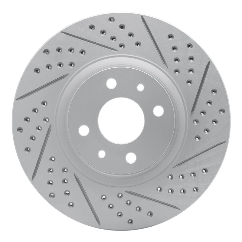 DFC 12-19 Fiat 500E Front Right Drilled & Slotted Geoperformance Rotor