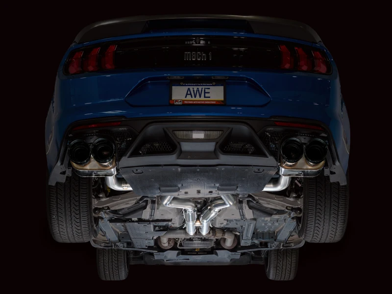 AWE Tuning 21-23 Ford Mustang Mach 1 SwitchPath Cat Back Exhaust w/ Quad Diamond Black Tips