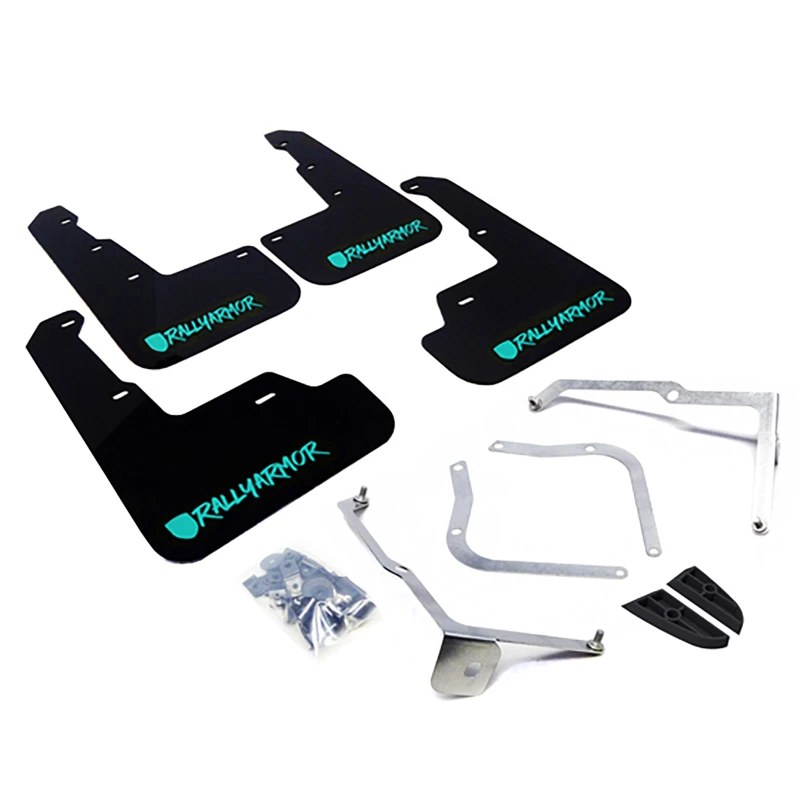 Rally Armor Schwarz UR Schmutzfänger mit teal verändertem Font-Logo für 15-21 Subaru WRX/STI