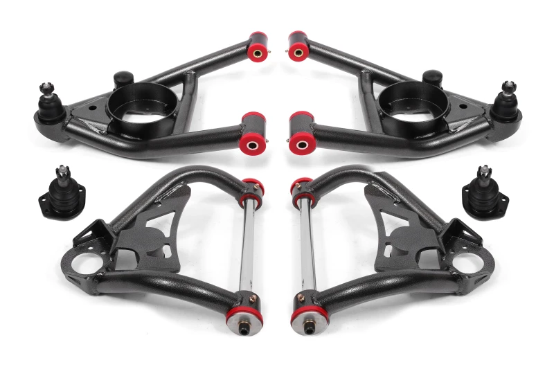 BMR 64-72 A-Body Upper And Lower A-Arm Kit - Black Hammertone