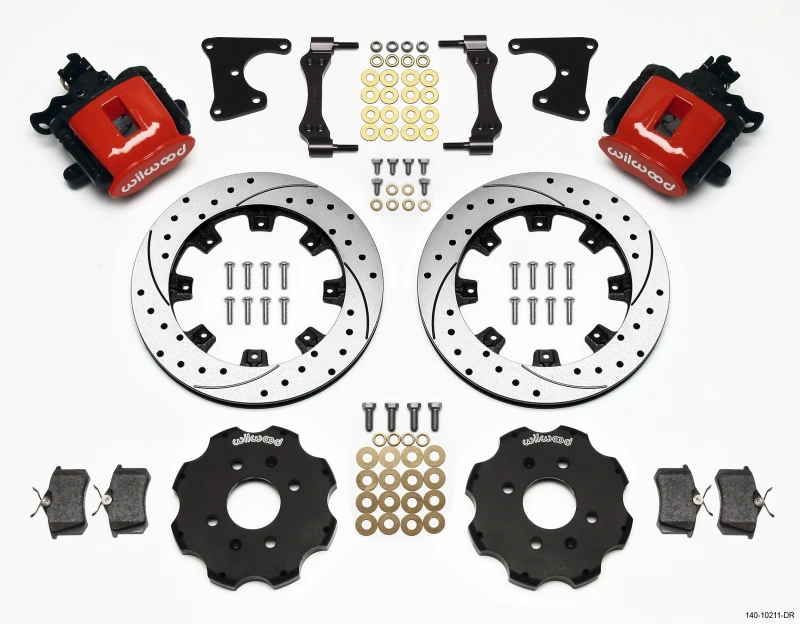 Wilwood Kombinations-Handbremse hinten Kit 12,19 Zoll gebohrt Rot Civic / Integra Trommel 2,71 Naben-Offset