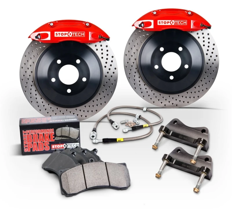 StopTech Front Red ST-40 Caliper 328x28 1pc Slotted Rotors for 13-16 Scion FR-S / 13-19 Subaru BRZ