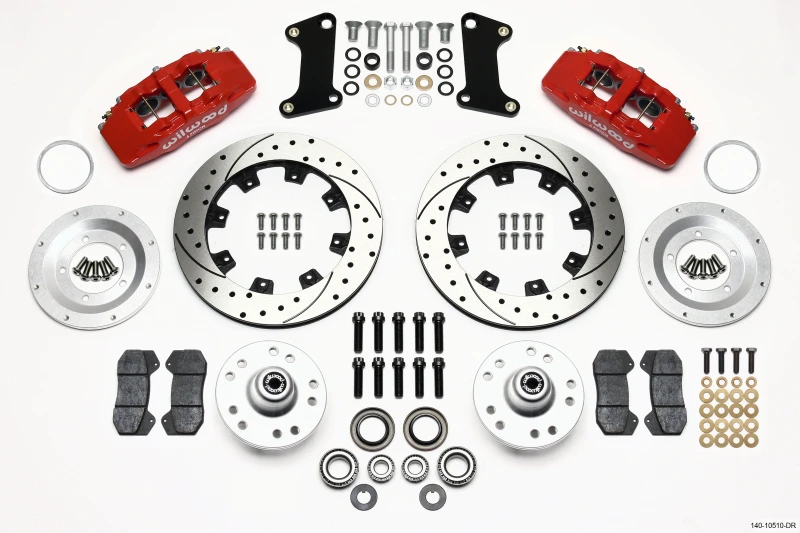 wilwood_140-10510-DR-679574cd30aae Wilwood Dynapro 6 Front Hub Kit 12.19in Drilled Red 67-69 Camaro (*Line Kit Needed*)